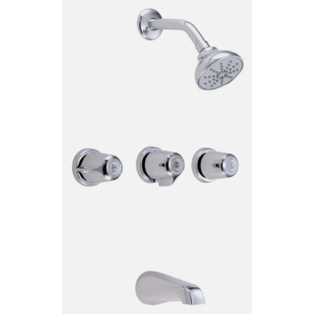GERBER, G074803083, CLASSICS THREE METAL FLUTED HANDLE TUB AND SHOWER FAUCET